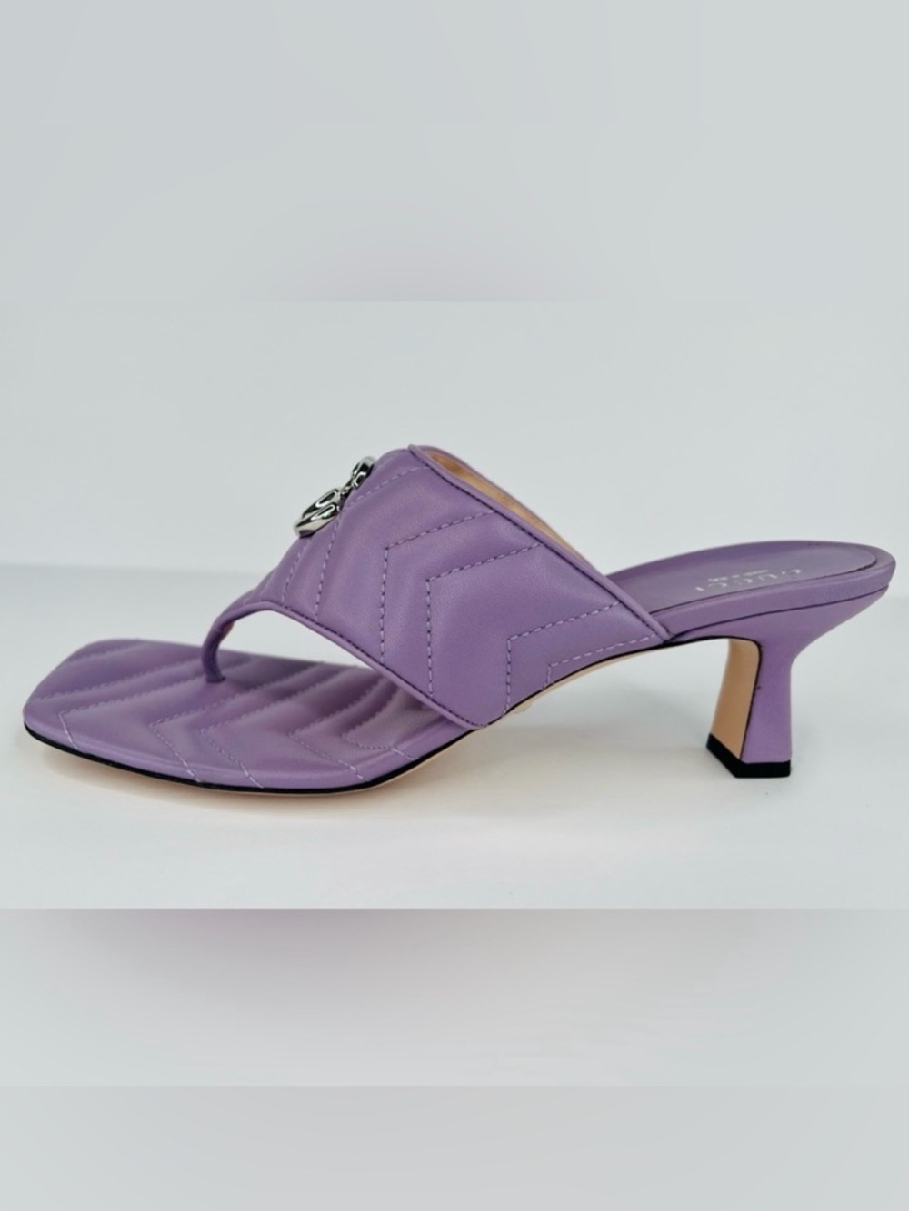 GUCCI | ✨NEW✨ Marmont GG Kitten Heel Thong Sandals in Lavender - Picture 10 of 12
